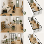 Un petit salon convivial ouvert sur une entrée, décoré avec goût