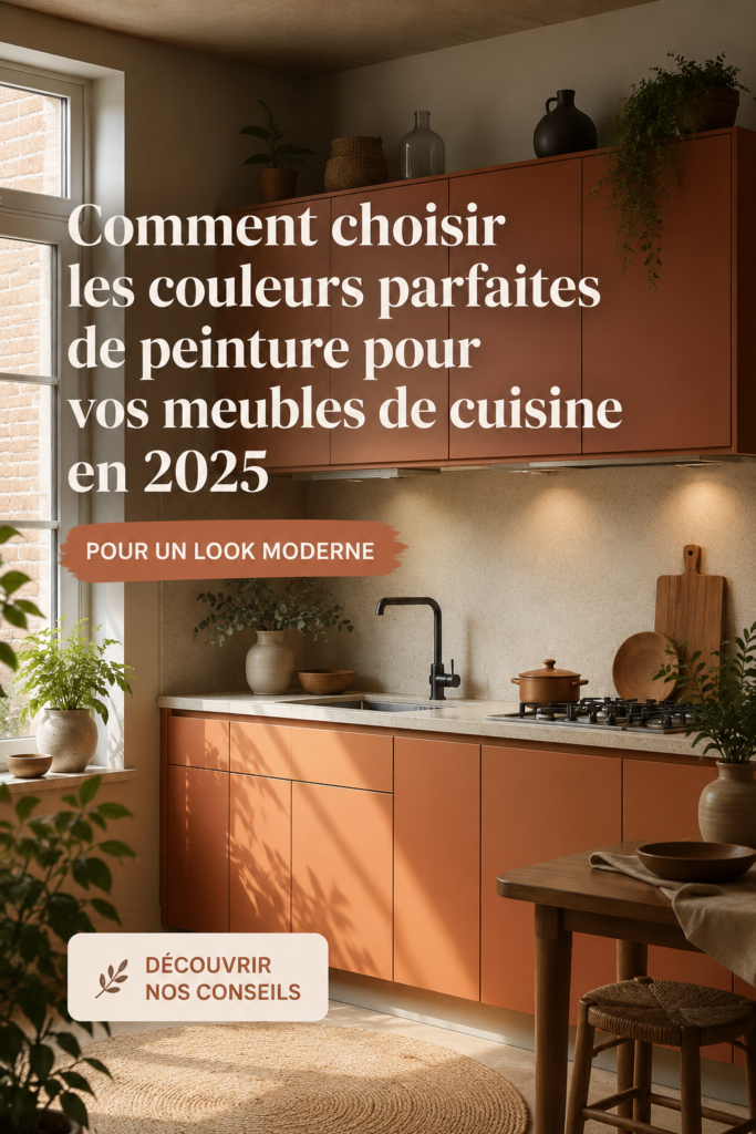 Cuisine moderne avec des meubles peints dans des couleurs tendances 2025