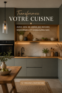 Un coin cuisine moderne et accueillant avec des couleurs chaudes et des accessoires déco.