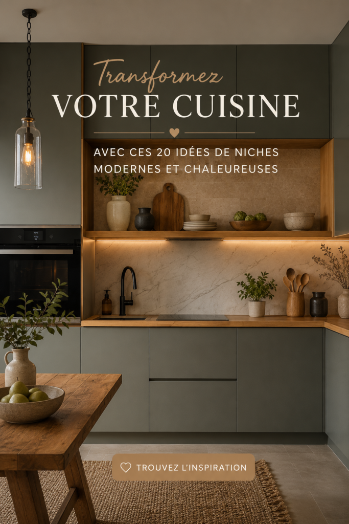 Un coin cuisine moderne et accueillant avec des couleurs chaudes et des accessoires déco.