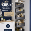 Une cuisine moderne et propre avec des ustensiles bien rangés et une ambiance chaleureuse.