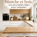 Cuisine moderne avec des meubles en bois et des murs blancs qui créent une ambiance chaleureuse.