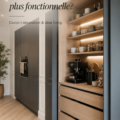 Une cuisine moderne et fonctionnelle avec des rangements optimisés et un aménagement pratique.