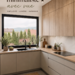 Cuisine minimaliste avec une vue dégagée sur la nature
