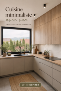 Cuisine minimaliste avec une vue dégagée sur la nature