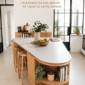 Cuisine sur-mesure avec un îlot courbe élégant et fonctionnel