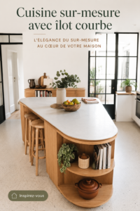 Cuisine sur-mesure avec un îlot courbe élégant et fonctionnel