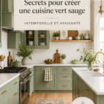 Une cuisine moderne avec des éléments de décoration vert sauge apportant une ambiance apaisante