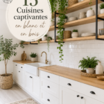 Cuisine moderne en bois et blanc avec des éléments chaleureux et pratiques