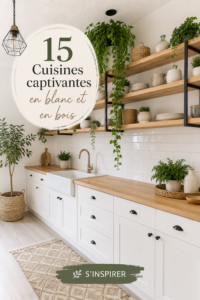 Cuisine moderne en bois et blanc avec des éléments chaleureux et pratiques
