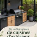 Cuisine d'extérieur lumineuse et pratique dans un petit jardin