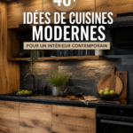Cuisine moderne avec un design élégant et des couleurs chaleureuses.
