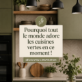 Cuisine moderne avec armoires vertes et accents blancs