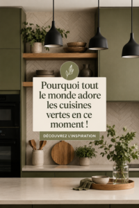 Cuisine moderne avec armoires vertes et accents blancs