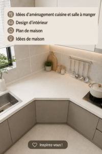 Une cuisine moderne et chaleureuse, avec une salle à manger conviviale.