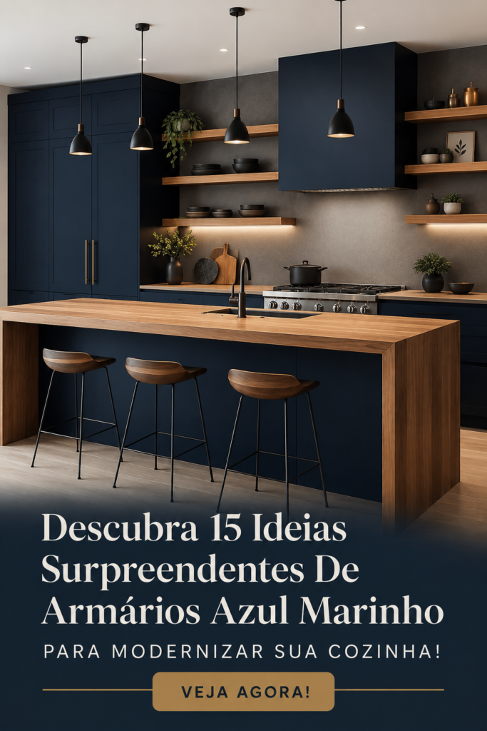 Cuisine moderne avec armoires bleu marine élégantes.
