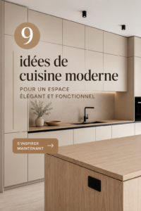 Cuisine moderne et chic avec un îlot central et des meubles en bois clair