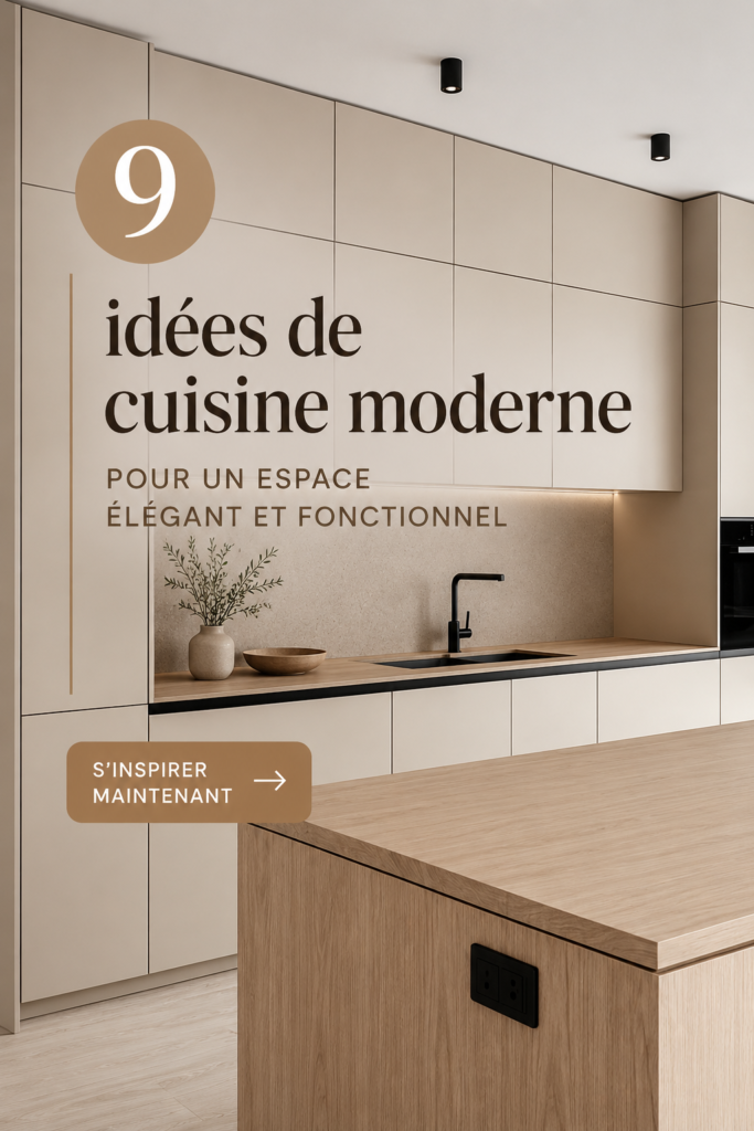 Cuisine moderne et chic avec un îlot central et des meubles en bois clair