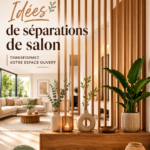 Un salon moderne avec une cloison séparative en bois et verre