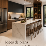 Une cuisine moderne et spacieuse avec un agencement intelligent et pratique.