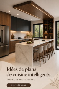 Une cuisine moderne et spacieuse avec un agencement intelligent et pratique.