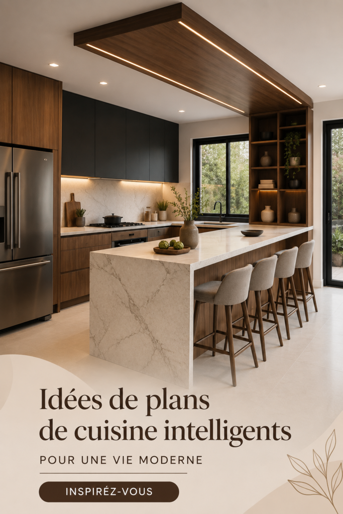 Une cuisine moderne et spacieuse avec un agencement intelligent et pratique.