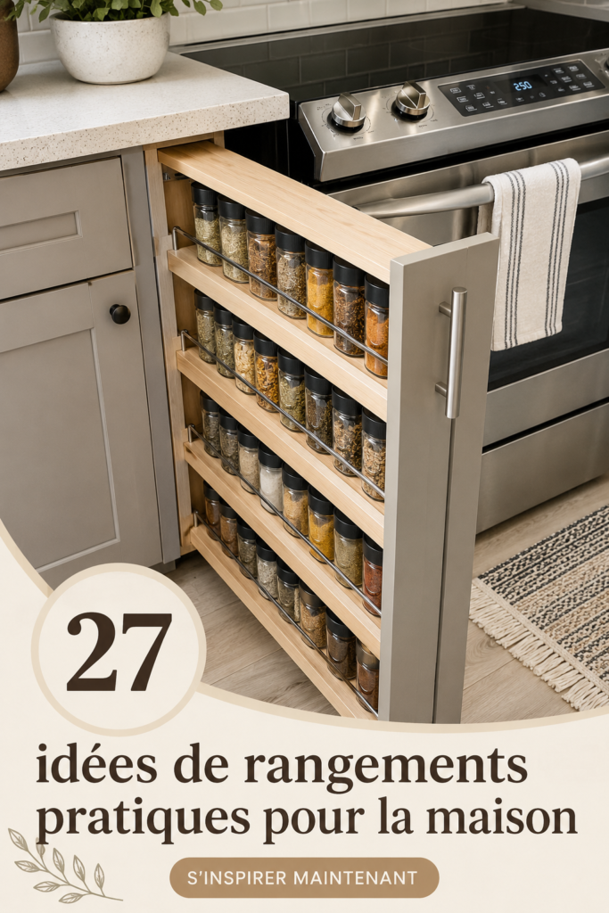 Un salon bien organisé avec des rangements pratiques et esthétiques.