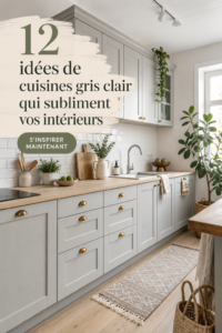 Un intérieur décoré avec des meubles gris clair, apportant une ambiance élégante.