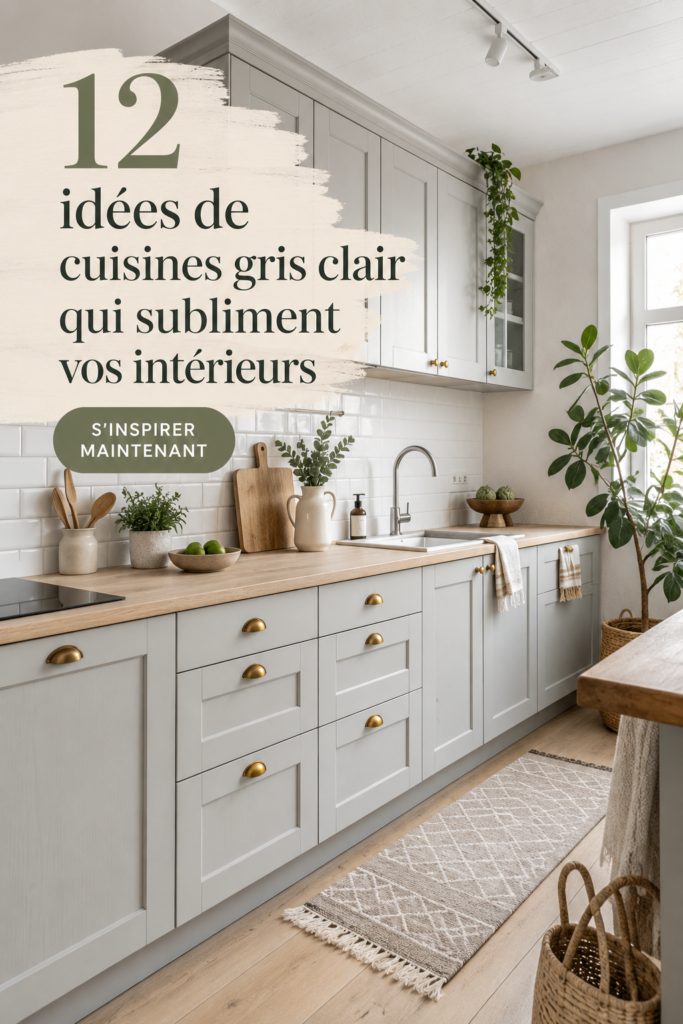 Un intérieur décoré avec des meubles gris clair, apportant une ambiance élégante.