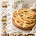 Naans moelleux au fromage frais, prêts à être dégustés