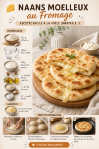 Naans moelleux au fromage frais, prêts à être dégustés