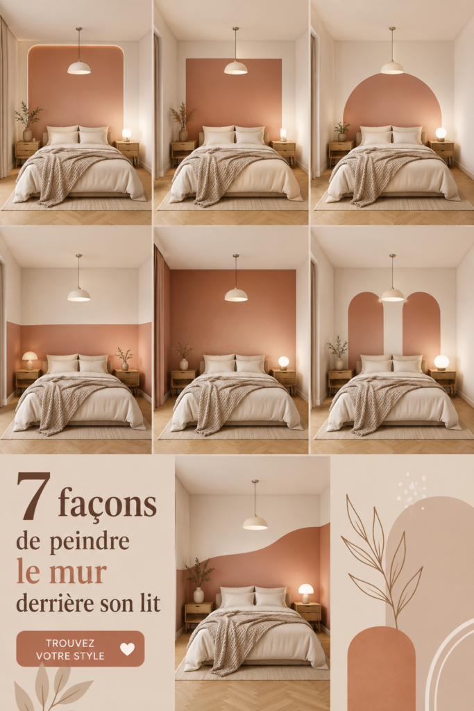 Un mur derrière un lit peint en couleur douce et chaleureuse, créant une ambiance accueillante dans la chambre.
