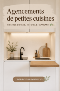 Une cuisine petite et bohème avec des éléments naturels et chaleureux