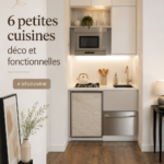 Petite cuisine moderne et fonctionnelle avec des rangements optimisés.