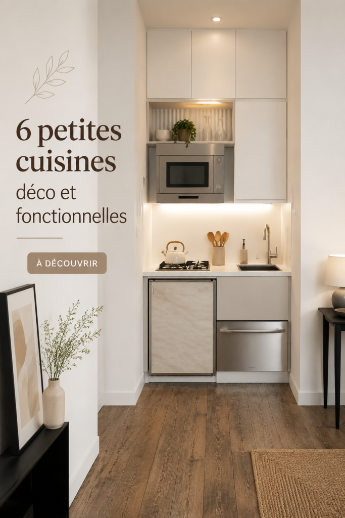 Petite cuisine moderne et fonctionnelle avec des rangements optimisés.
