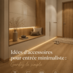 Entrée avec accessoires minimalistes en bois et blanc