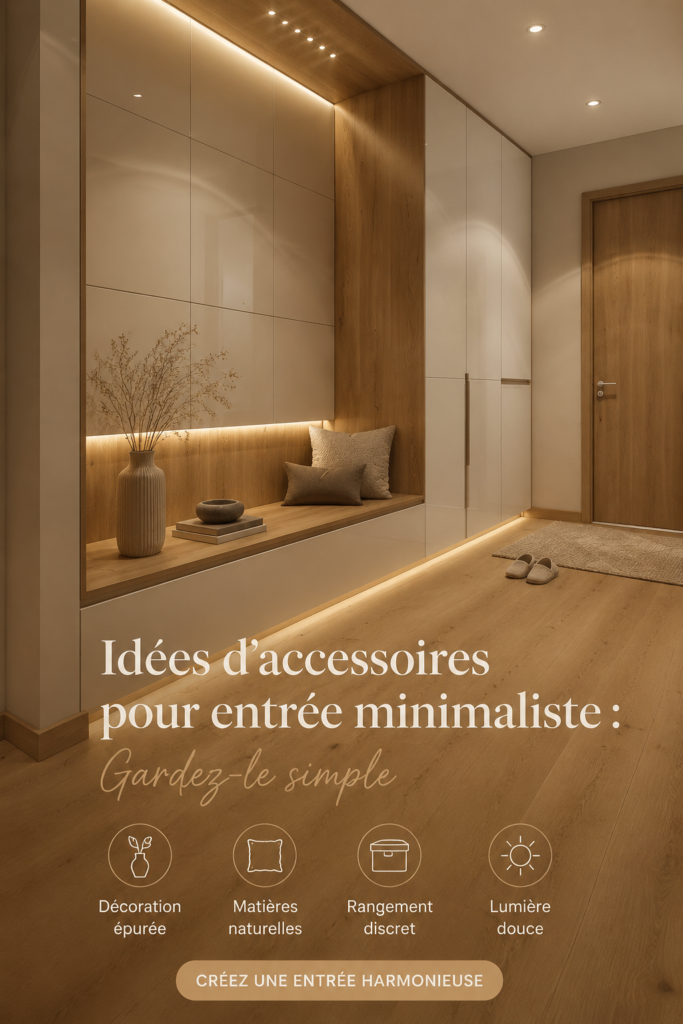 Entrée avec accessoires minimalistes en bois et blanc