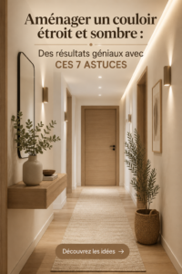 Un couloir sombre aménagé avec des couleurs claires et un bon éclairage.