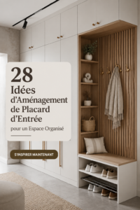 Aménagement organisé d'un placard d'entrée avec vêtements et accessoires
