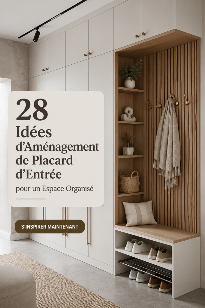 Aménagement organisé d'un placard d'entrée avec vêtements et accessoires