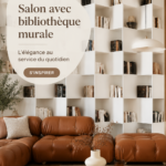 Salon élégant avec une bibliothèque murale moderne et stylée