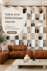 Salon élégant avec une bibliothèque murale moderne et stylée
