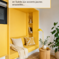 Un appartement rénové en Suède avec des couleurs éclatantes et modernes.