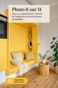 Un appartement rénové en Suède avec des couleurs éclatantes et modernes.