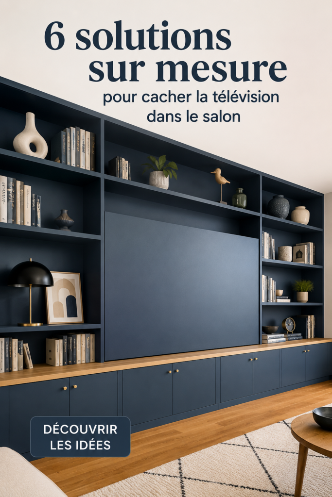 Un salon moderne avec une télévision dissimulée derrière un meuble élégant.