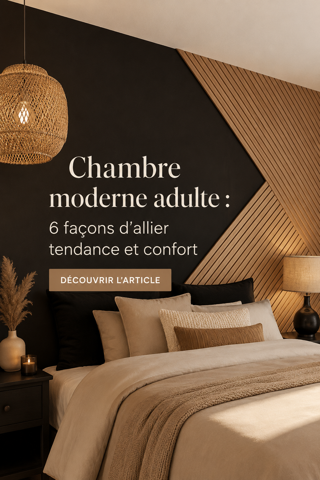 Chambre moderne avec un design élégant et confortable, intégrant des meubles contemporains et des couleurs apaisantes.