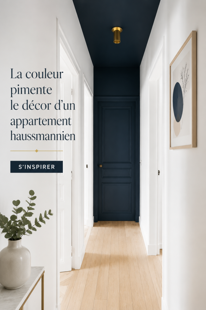 Appartement haussmannien avec des touches de couleur ajoutées.