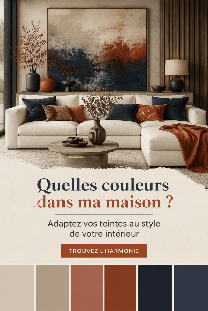Une pièce de salon décorée avec des couleurs harmonieuses et chaleureuses.