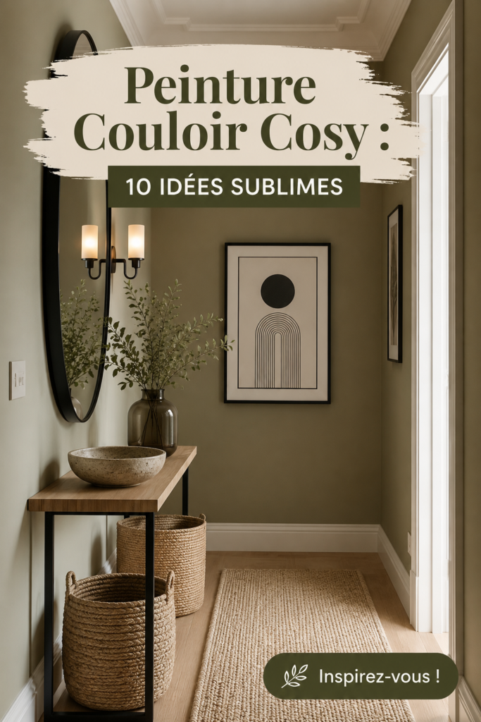 Un couloir décoré avec des teintes chaleureuses et accueillantes.