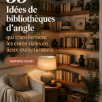 Une belle étagère d'angle en bois remplie de livres et de décorations